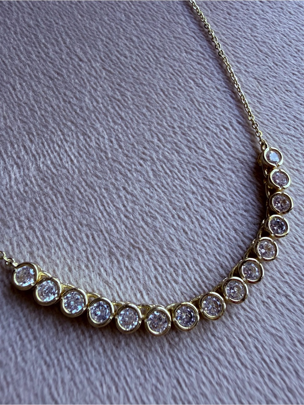 Melinda Maria Gold Bezel Tennis Necklace Crystal Adjustable Dainty - Picture 9 of 10